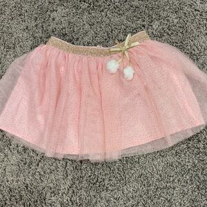 Isaac Mizrahi Pink Tulle Skirt with Gold Glitter Waistband, size 4